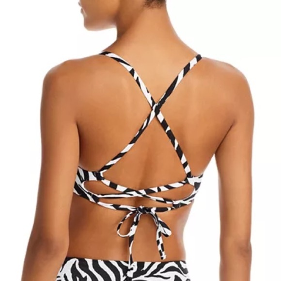 🌻NEW w/tags AQUA Swim Zebra Animal Print B&W Bralette Bikini Top Size Small - Picture 5 of 10